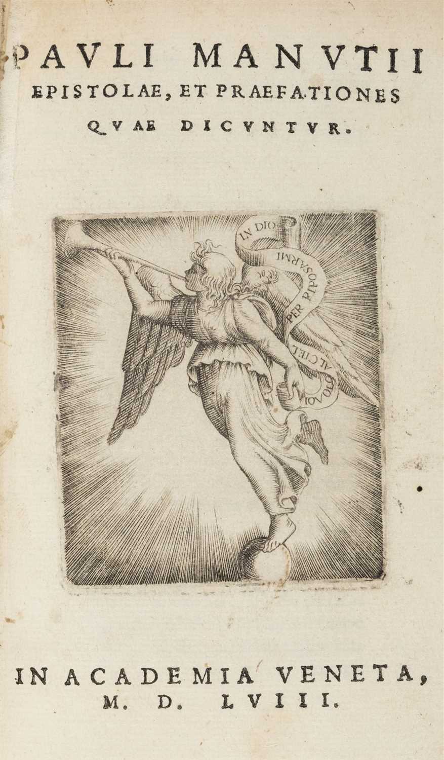 Lot 329 - Manuzio (Paolo). Epistolae, et Praefationes quae dicuntur, Venice, 1558