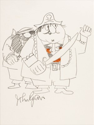 Lot 691 - Ryan (John, 1921-2009). Captain Pugwash and Cut-Throat Jake original pencil sketch