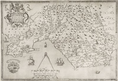 Lot 28 - Glamorganshire. Saxton (Christopher & Webb William), Glamorg comitatus australis..., 1642
