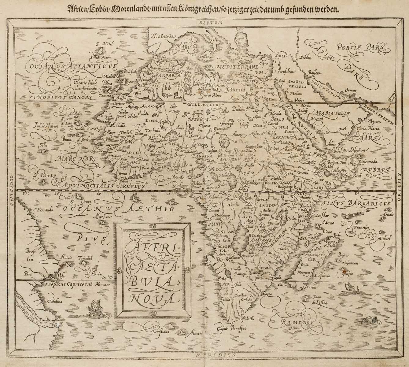 Lot 2 - Africa. Munster (Sebastian). Africa Lybia Morenlandt mit allen Koenigreichen..., 1580