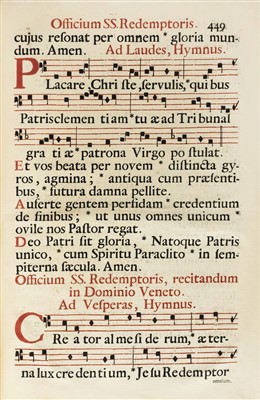 Lot 201 - Psalterium romanum, Venice: Balleoni, 1756