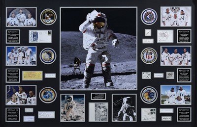 Lot 275 - NASA Apollo Missions. An Apollo Moonwalkers autograph presentation piece