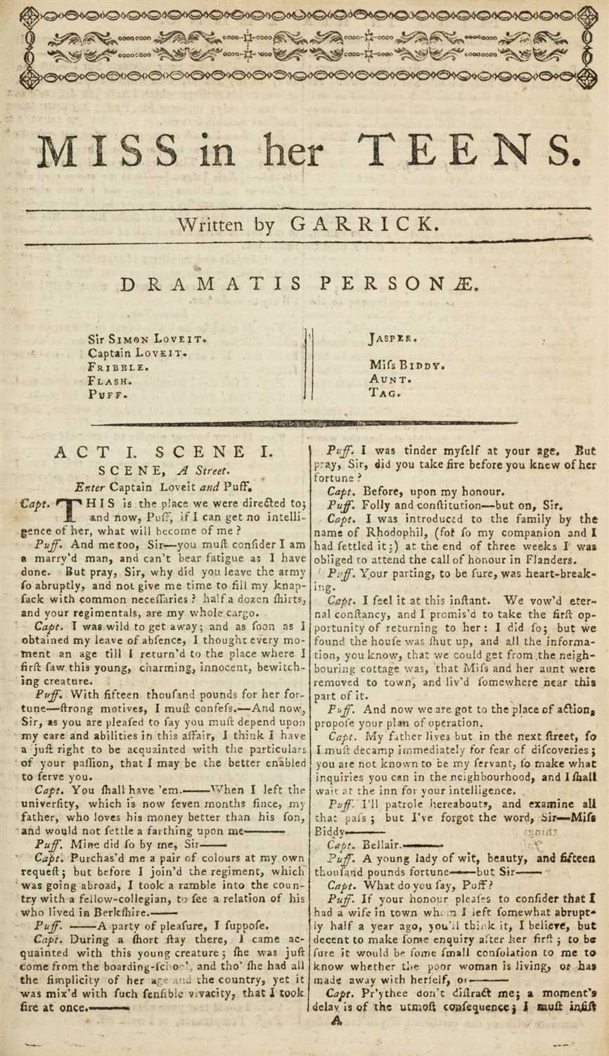 Lot 214 - Wenman (Joseph, publisher). [Sammelband of 53 plays, c.1777]