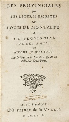 Lot 132 - Pascal (Blaise). Les Provinciales, 1st Elzevir edition, 1657