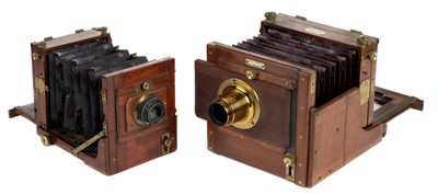 Lot 318 - Sands & Hunter "Exhibition" tail board plate camera and lenses, circa 1895