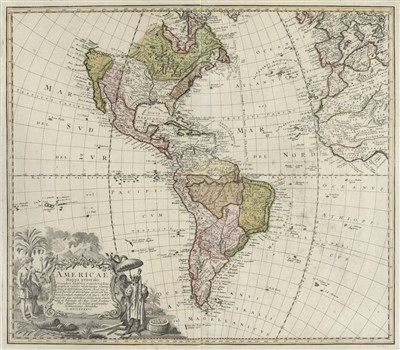 Lot 5 - Americas. Homann (Johann Baptiste, Heirs of), Americae Mappa Generalis, circa 1745