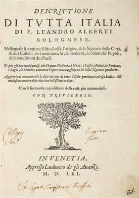 Lot 138 - Alberti (Leandro). Descrittione di tutta Italia, 1st edition thus, Venice, 1561