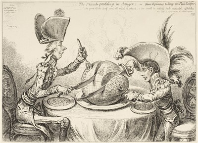 Lot 75 - Gillray (James, 1756/57-1815). The Plum Pudding in Danger..., 1849
