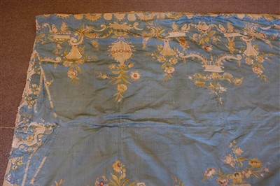 Lot 156 - Embroidery. A large silk rococo bed cover, early 18th century