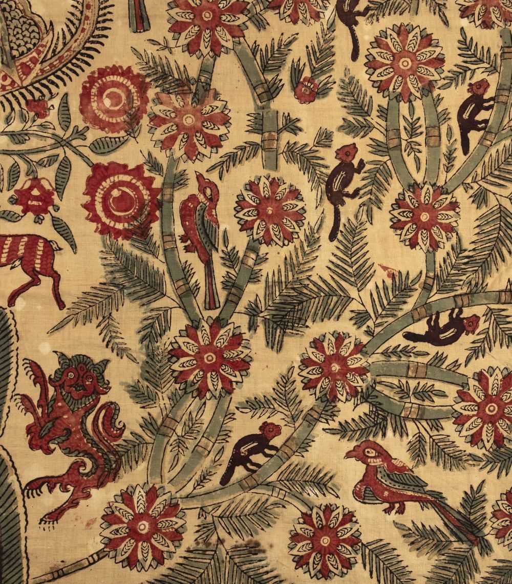 Lot 180 - Palampore. A collection of hand-dyed fabric pieces, India, 18th century