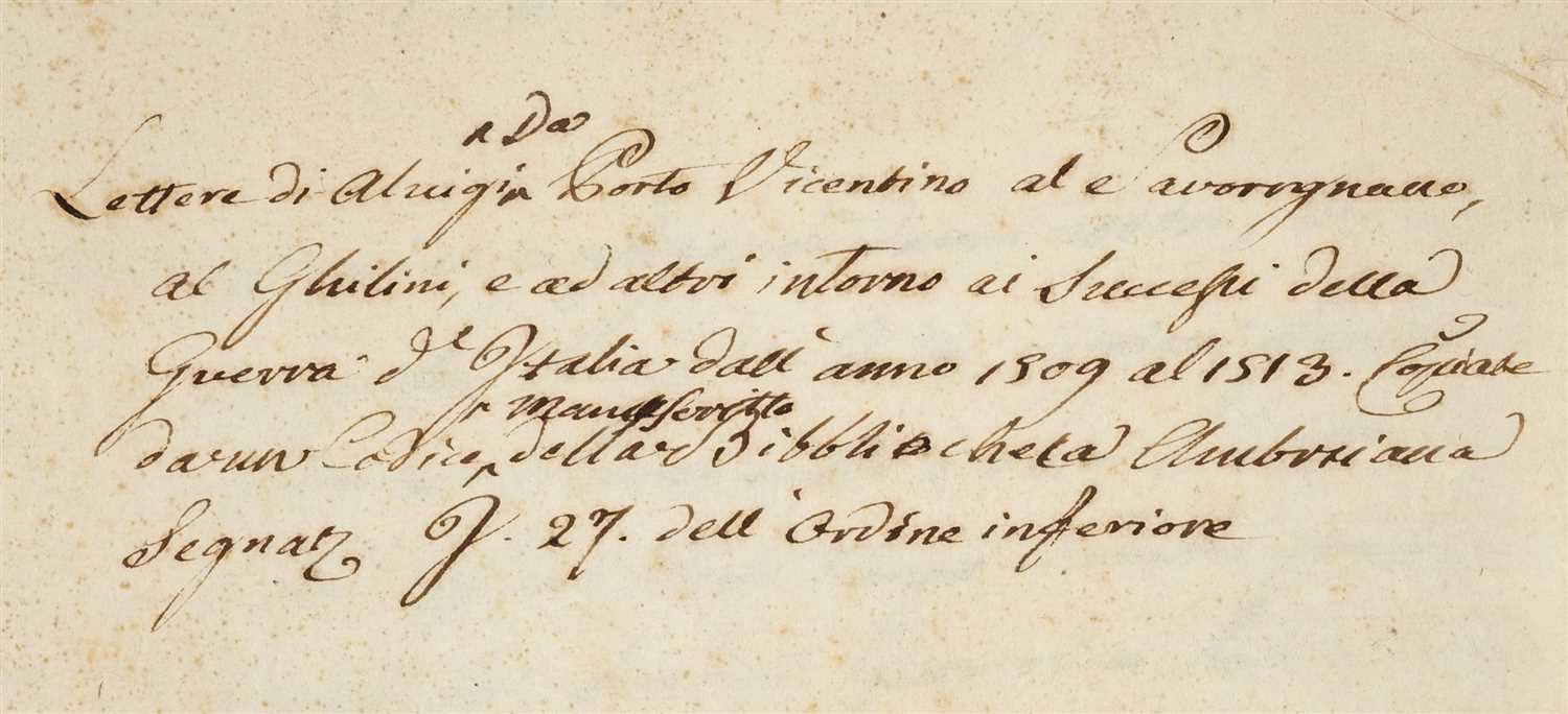 Lot 301 - Da Porto (Luigi or Alvise). Lettere, 1509-1513, 18th century manuscript copy