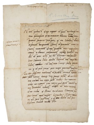 Lot 299 - Crinito (Pietro, 1475-1507). Autograph manuscript, probably written in Florence, circa 1478