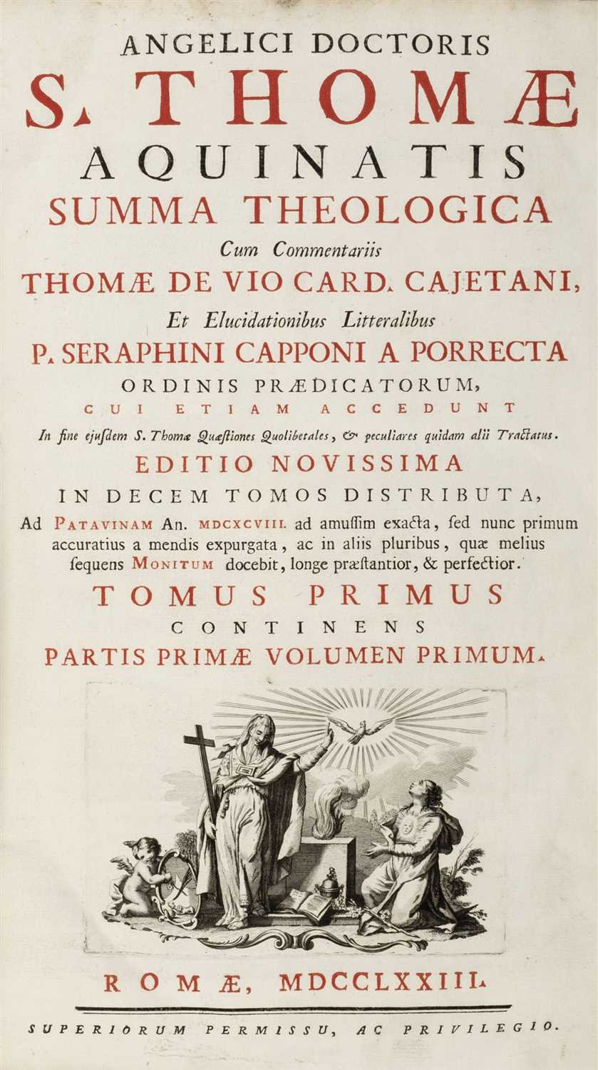 Lot 140 - Aquinas (St. Thomas). Summa Theologica cum commentariis Thomae De Vio Card. Cajetani, 1773