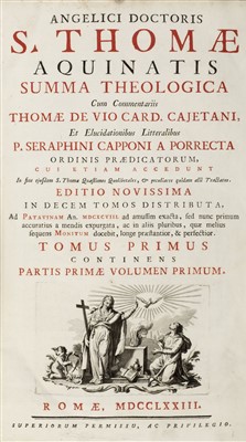 Lot 295 - Aquinas (St. Thomas). Summa Theologica cum commentariis Thomae De Vio Card. Cajetani, 1773