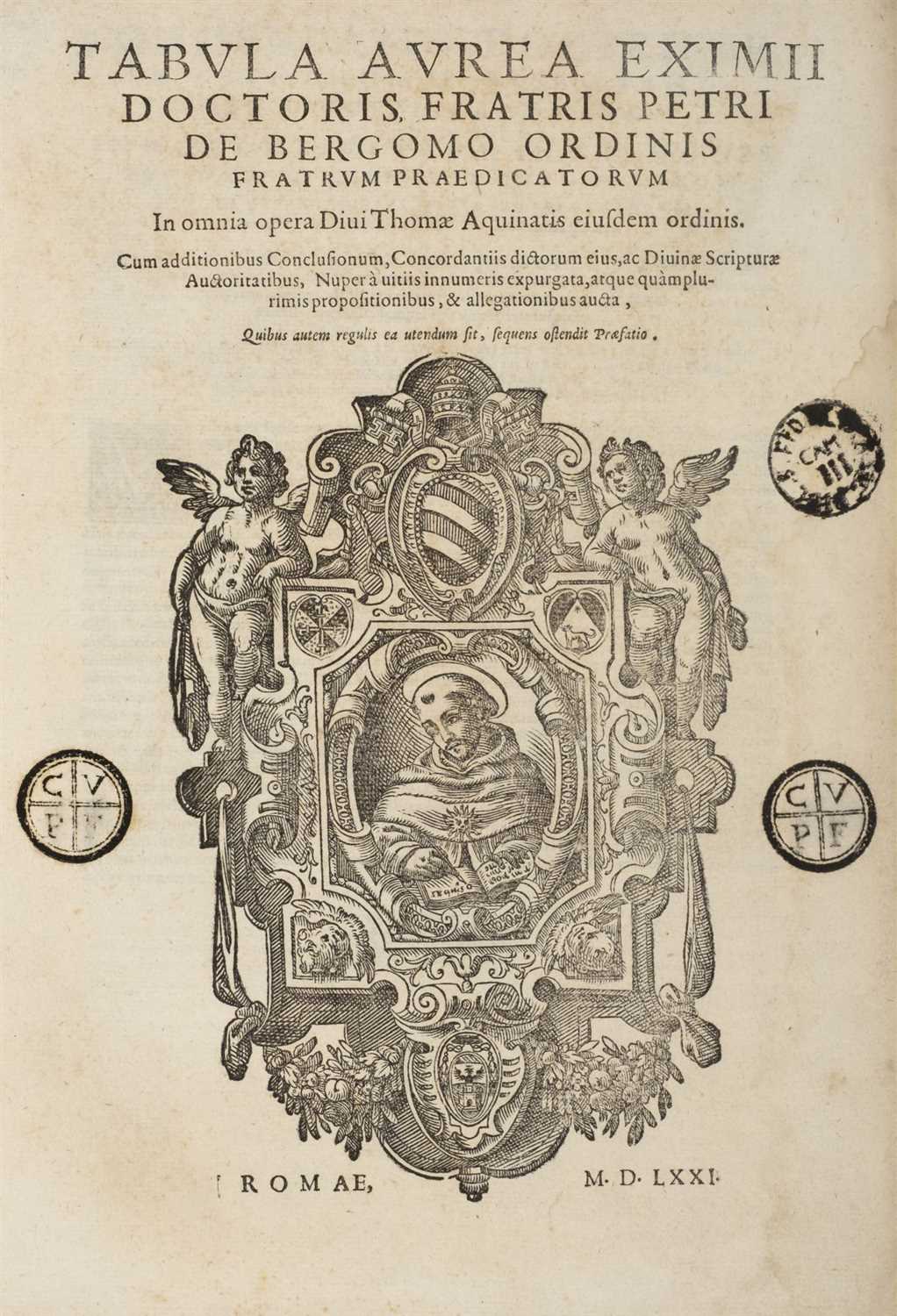 Lot 142 - Bergomo (Petri de). Tabula Aurea, Rome, 1571