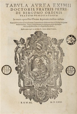 Lot 142 - Bergomo (Petri de). Tabula Aurea, Rome, 1571