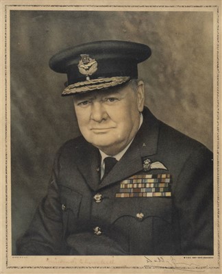 Lot 60 - Churchill (Sir Winston, 1874-1965). A signed portrait print of Churchill