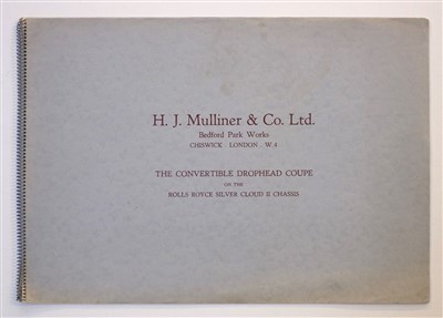 Lot 20 - Mulliner (H.J. & Co. Ltd.). Rolls Royce Convertible Drophead Coupe brochure, circa 1960