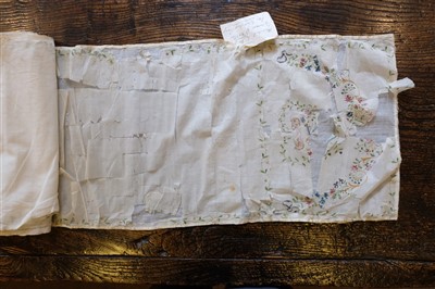 Lot 179 - Painted fabric. Three pieces of hand-painted fabric, English, 18th century