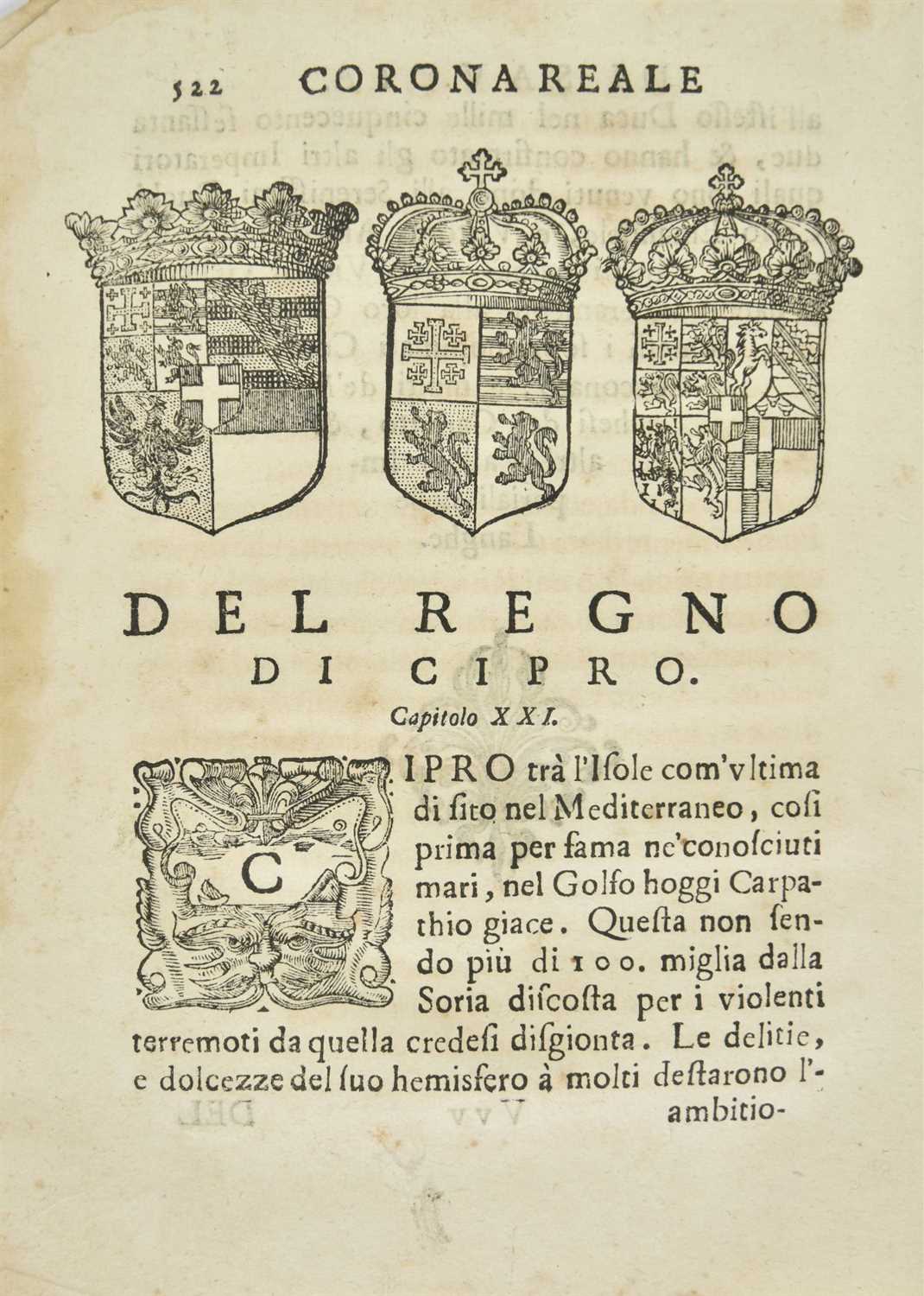 Lot 18 - Della Chiesa (Francesco Agostino). Corona reale di Savoia, 1st edition, Cuneo, 1655-7