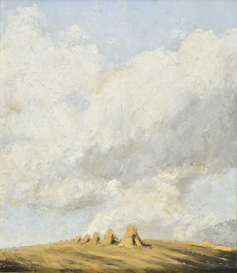 Lot 362 - Thomas (Felix, 1815-1875). Cloudy landscape with haystacks