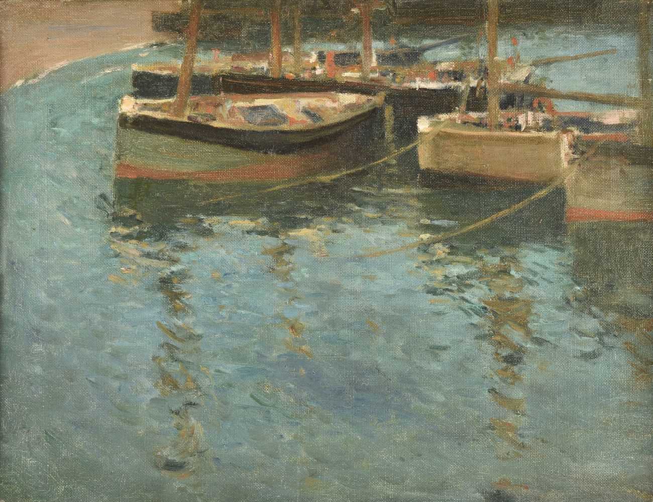 Lot 380 - Olsson (Julius, R.A., 1864-1942). Early Morning , St Ives Harbour, Cornwall
