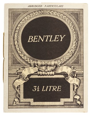 Lot 11 - Bentley. 3½ Litre Abridged Particulars, circa 1933-1939
