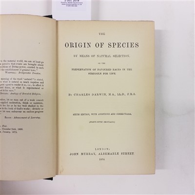 Lot 97 - Darwin (Charles). The Origin of Species, 6th edition, 1894