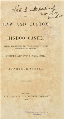 Lot 64 - Steele (Arthur). The Law and Custom of Hindoo Castes, 1868, & others