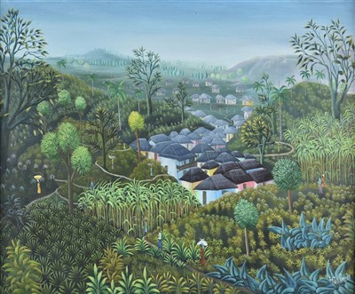 Lot 376 - Louis (Henri-Jean, 1956 -). Haitian Village