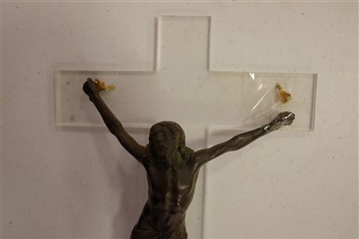 Lot 318 - Bronze figure. Crucified Christ, possibly 18th century
