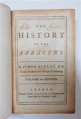 Lot 52 - Ockley (Smon). History of the Saracens, 2 volumes, 1st edition, 1708-18