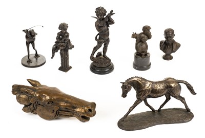 Lot 319 - Bronzes. A collection of bronze figures