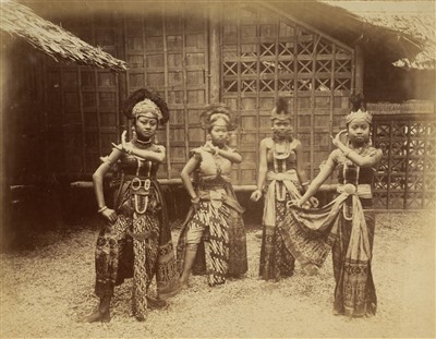 Lot 66 - Indonesia.  A group of four female Javanese dancers in (?)Sumatra, c. 1870