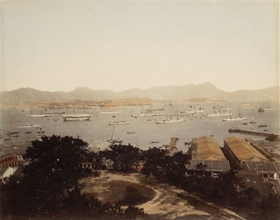 Lot 58 - Hong Kong. A group of 11 hand-coloured albumen print views of Hong Kong, c. 1880s