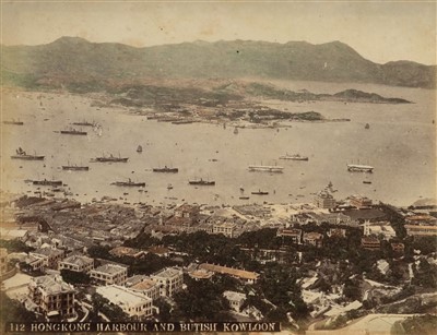 Lot 56 - Hong Kong. A group of 9 hand-coloured albumen print views of Hong Kong, c. 1880s