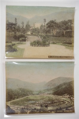 Lot 56 - Hong Kong. A group of 9 hand-coloured albumen print views of Hong Kong, c. 1880s