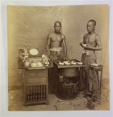 Lot 53 - China. A group of three albumen print photographs taken from an album dated 1857