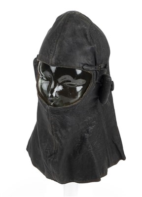Lot 147 - Royal Flying Corps. WWI period black leather cowl flying helmet