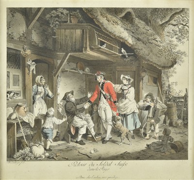 Lot 220 - After Sigismond Freudenberger (1745-1801), Depart du Soldat Suisse, circa 1780