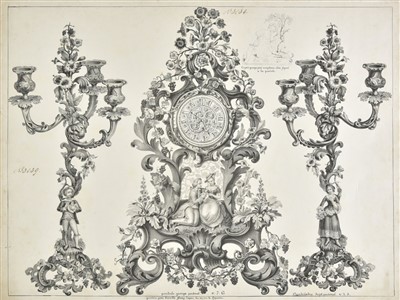 Lot 211 - Clock Designs. A collection of fifteen prints, circa 1860