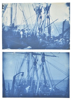 Lot 89 - Maritime. A group of five cyanotypes of a masted ship [off the coast of Africa], c. 1880s