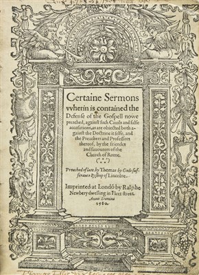 Lot 310 - Cooper (Thomas). Certaine Sermons..., 1580