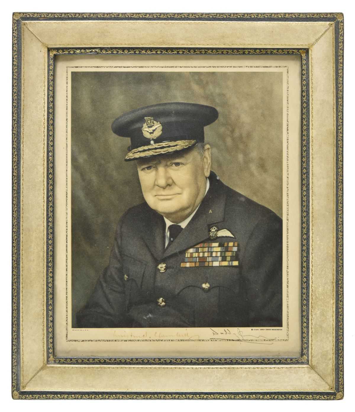 Lot 256 - Churchill (Sir Winston, 1874-1965). A signed portrait print of Churchill