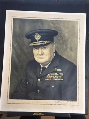 Lot 256 - Churchill (Sir Winston, 1874-1965). A signed portrait print of Churchill