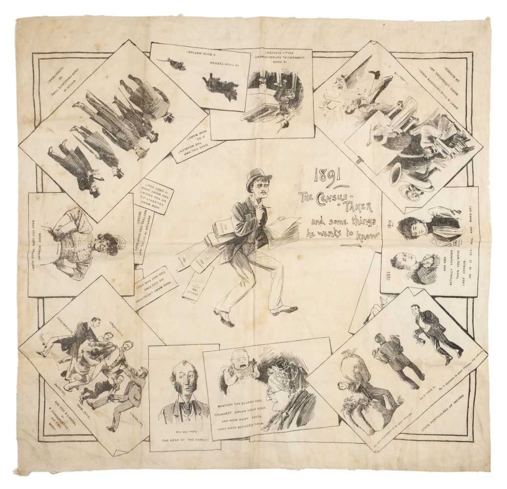 Lot 166 - Handkerchief. 1891 The Census-Taker and some things he wants to know, circa 1891