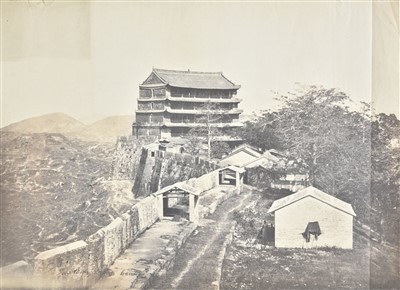 Lot 42 - China. Sylvester Dutton & Vincent Michaels. Five-storey pagoda, Canton, c. 1863