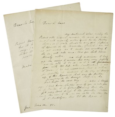 Lot 292 - Windham (William, 1750-1810). Two autograph letters signed to Sir Joseph Banks (1743-1820), 1793