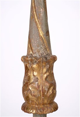 Lot 48 - Candlestick. A large Italian carved wood altar stick, late 19th century