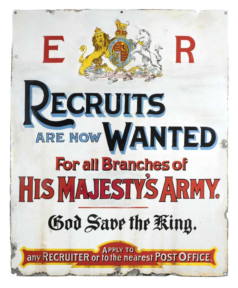 Lot 184 - Enamel sign. A Boer War recruiting enamel
